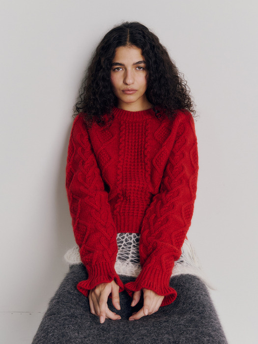 Frill Cable Knit (Red)