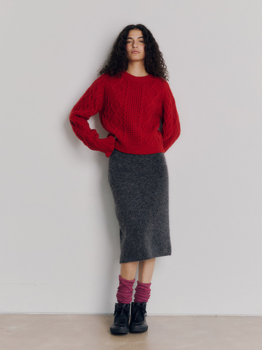 Frill Cable Knit (Red)