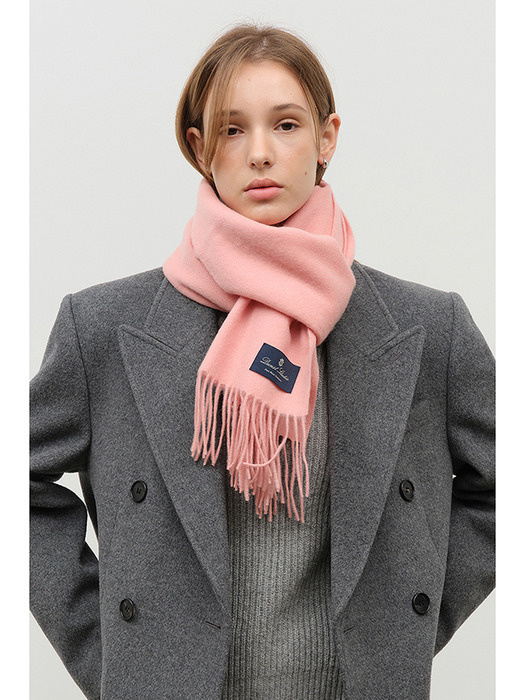 UNISEX FRINGED CASHMERE MUFFLER CORAL PINK_UDMU4F102P1