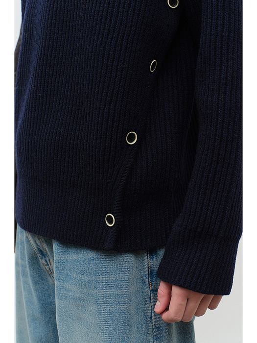 UNISEX BUTTONED TURTLENECK SWEATER NAVY_M_UDSW4D132N2