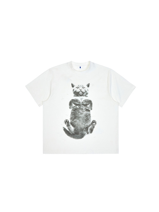 Blue cat t-shirt 02 Off White