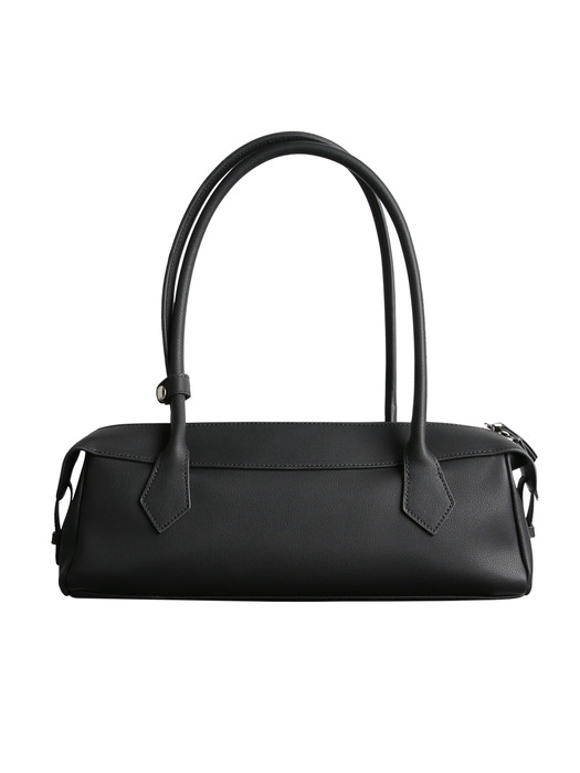 LEATHER BAGUETTE BAG, MATT BLACK