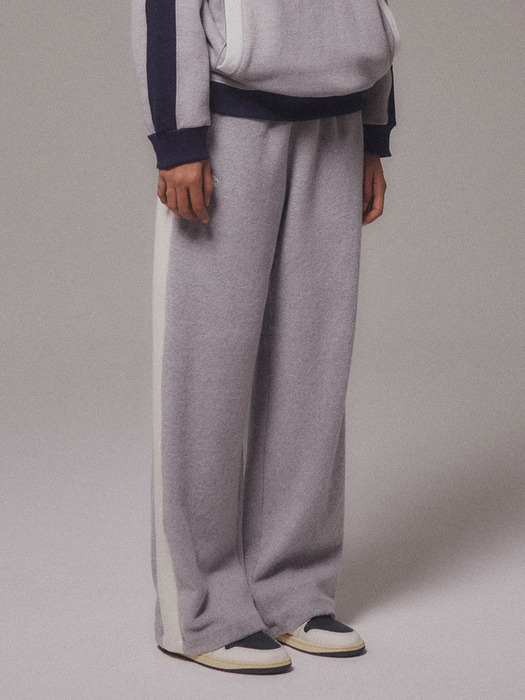 Fleece Track Wide Pants_Melange Gray