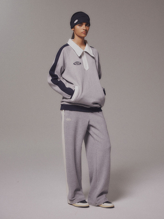 Fleece Track Wide Pants_Melange Gray