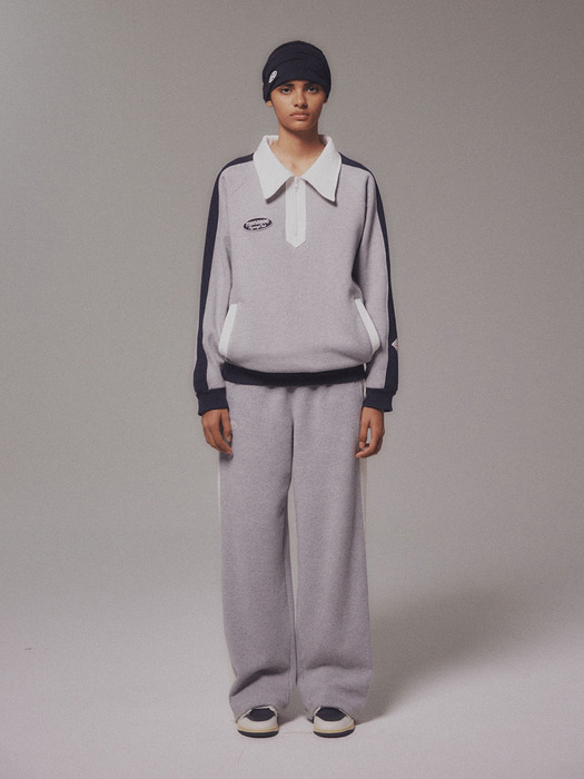 Fleece Track Wide Pants_Melange Gray