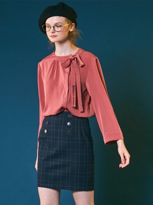 Retro ribbon blouse [pink]