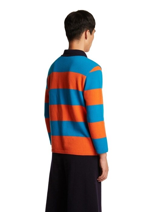 Stripe Knit PK Shirt_orange
