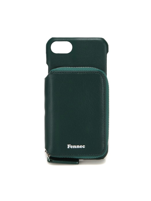 LEATHER IPHONE 7/8 MINI POCKET CASE - MOSS GREEN
