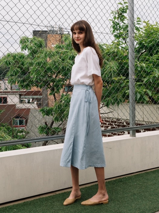 Orleans Linen Wrap Skirt (3color)