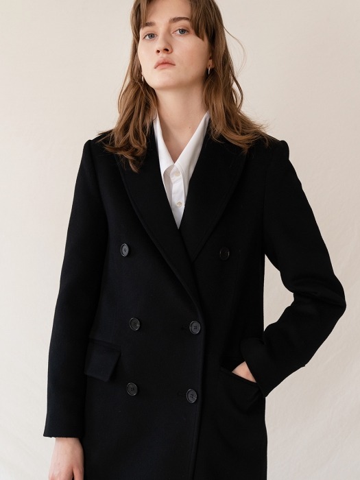 FW19 Cashmere Double Breasted Coat Black