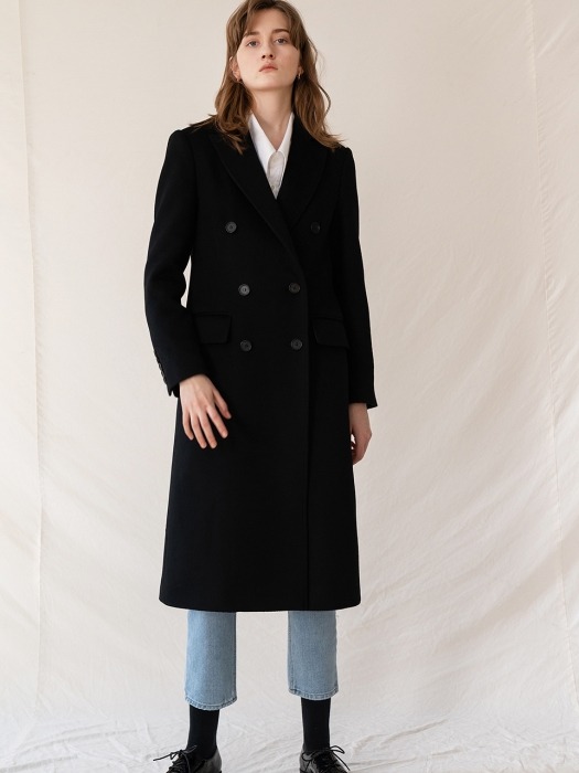 FW19 Cashmere Double Breasted Coat Black