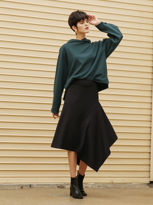 Pin stripe wool skirt_Navy