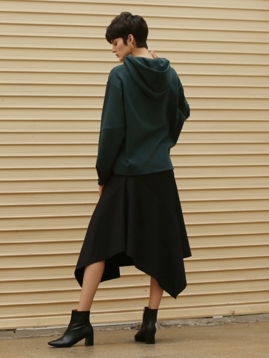 Pin stripe wool skirt_Navy