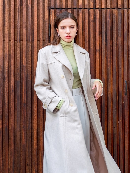 Cassimere Double Long Vent Button Coat Ivory