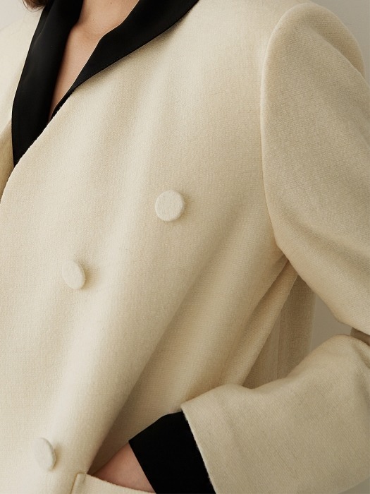 LAWRENCE Solid Tweed Jacket_Ivory