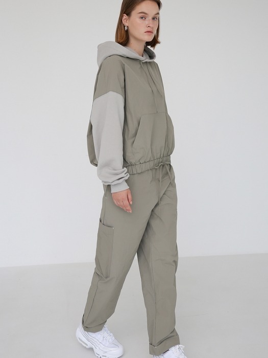 MIX ANORAK HOOD - KHAKI GREY