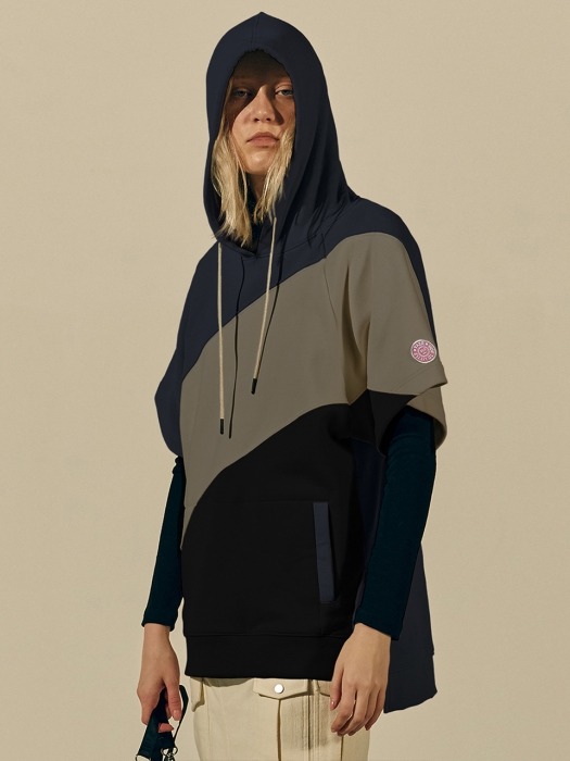 Bamm Tri-color Hoodie (Navy/Gray Beige/Black)