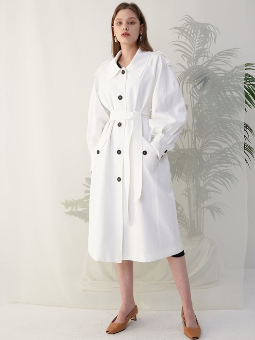Volume sleeve white trench coat SW0SR002-01