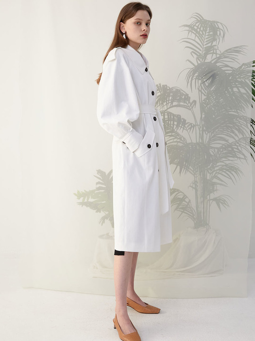 Volume sleeve white trench coat SW0SR002-01