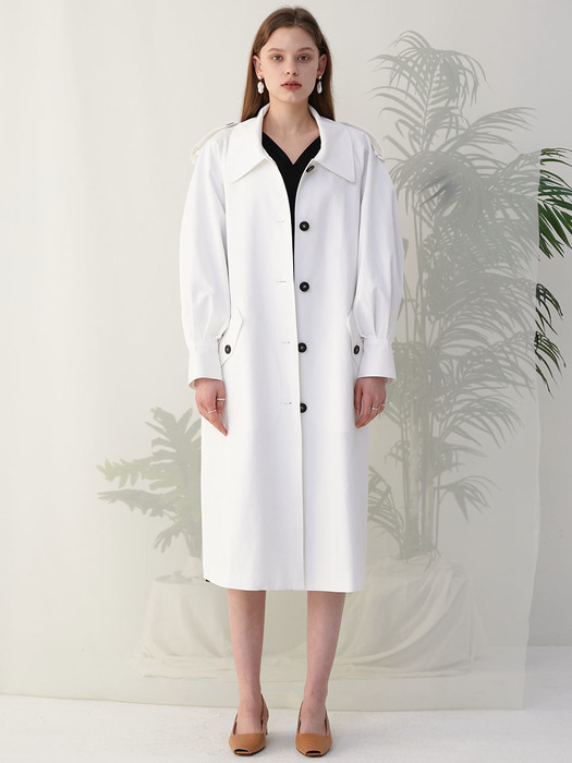 Volume sleeve white trench coat SW0SR002-01