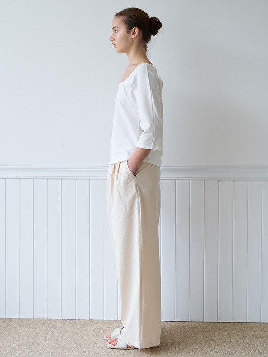 cotton wide pants-ivory