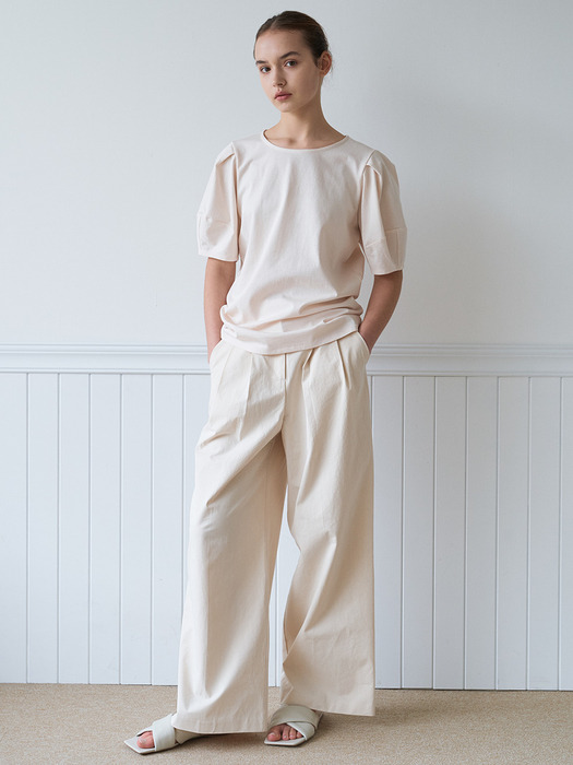 cotton wide pants-ivory