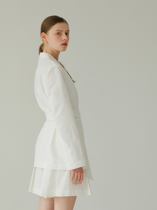 Linen Belt jacket_White