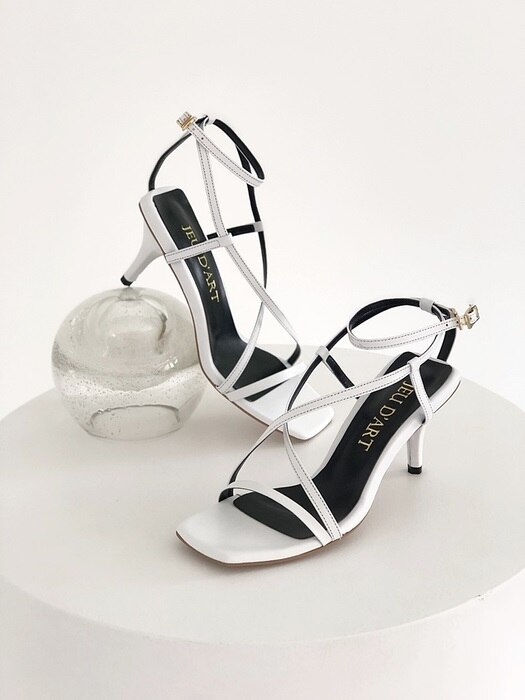 strappy chicago middle heel sandal white