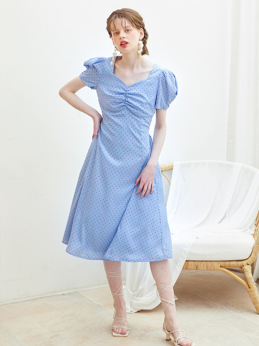 Square Neck Midi Dress_ Blue