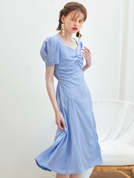 Square Neck Midi Dress_ Blue