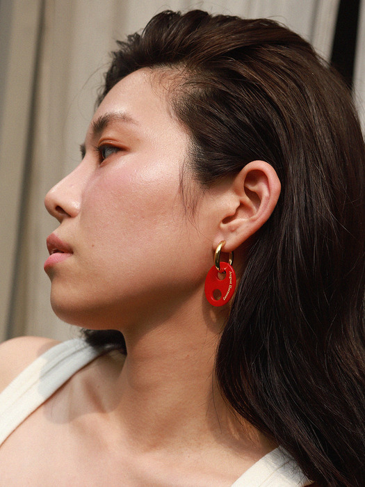 Pig nose hoop earring (Red)