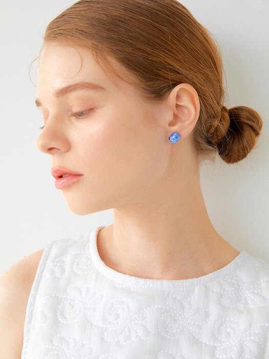 Daily rectangle ceramic earring(Blue)