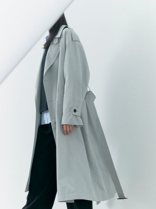 Back Button Detail Trench Coat - Grey (KE0830M042)