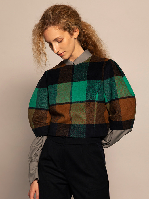 Two-way Crop Top_Brown Check