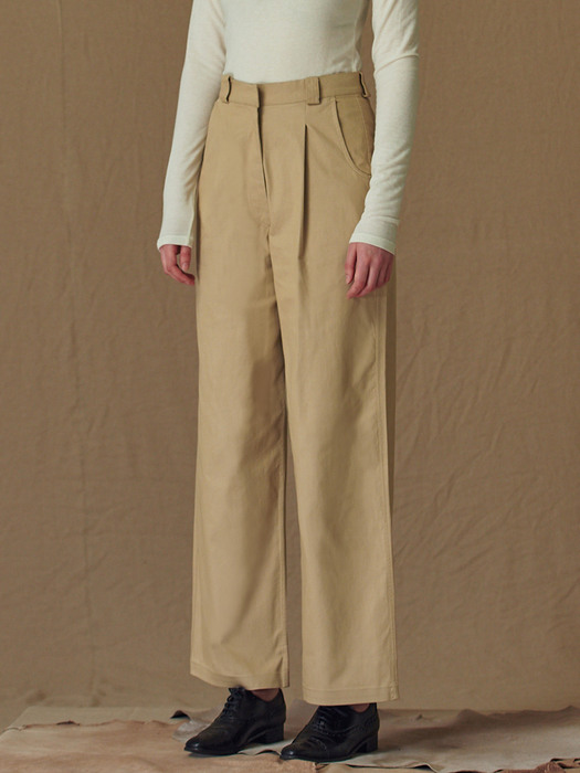 SI PT 7012 One tuck Widepants_Beige