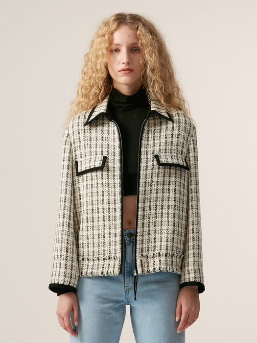 TWEED LINE JACKET, WHITE