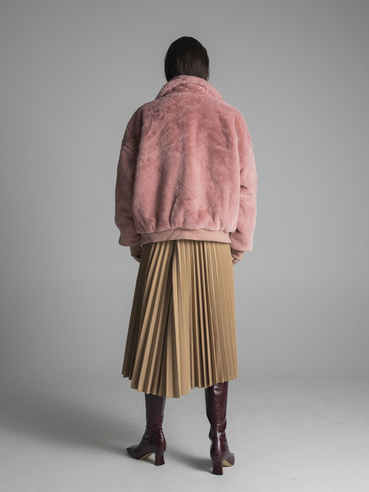 Clasic Fur Zip Up Jacket (Hot Pink)