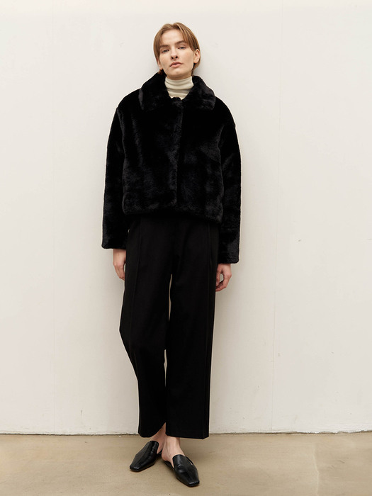 Crop fur jacket - Black