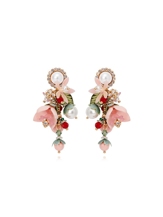 Primrose Bouquet Coral Earrings