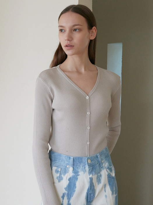 V.slim knit cardigan (light gray)