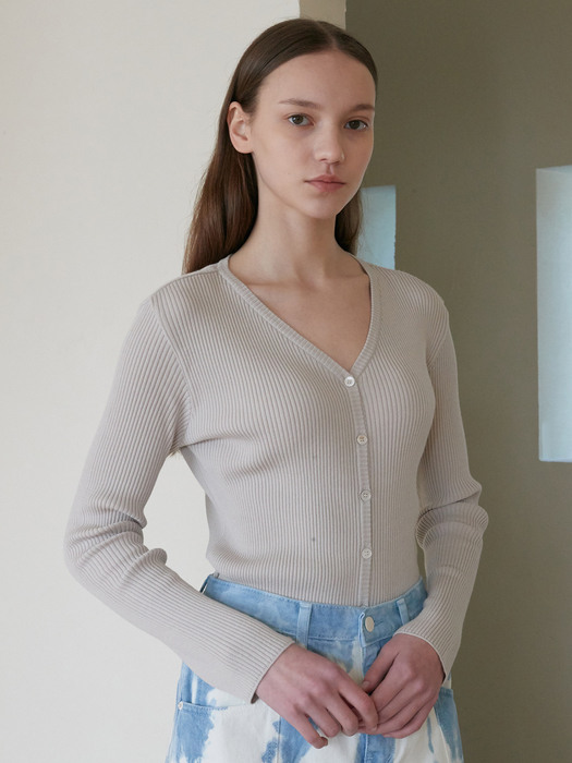 V.slim knit cardigan (light gray)