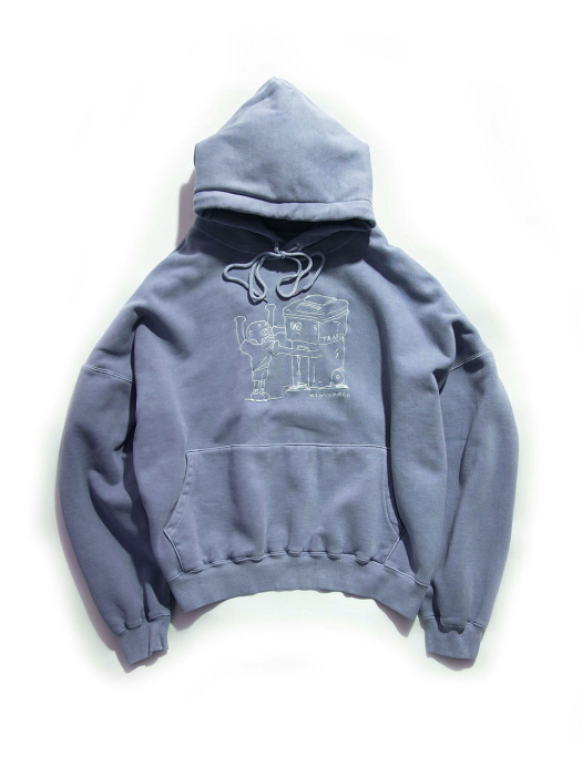 [EZwithPIECE] PIG DYED TRASHMAN HOODIE (NAVY)