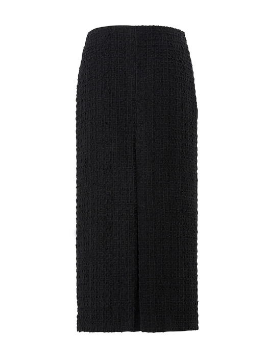 Tweed front slit skirt - Black