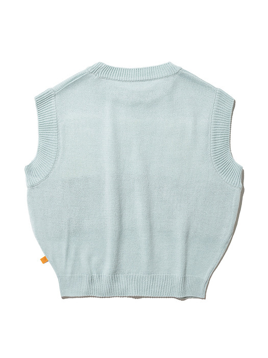 Flower Crop Knit Vest [PASTEL BLUE]