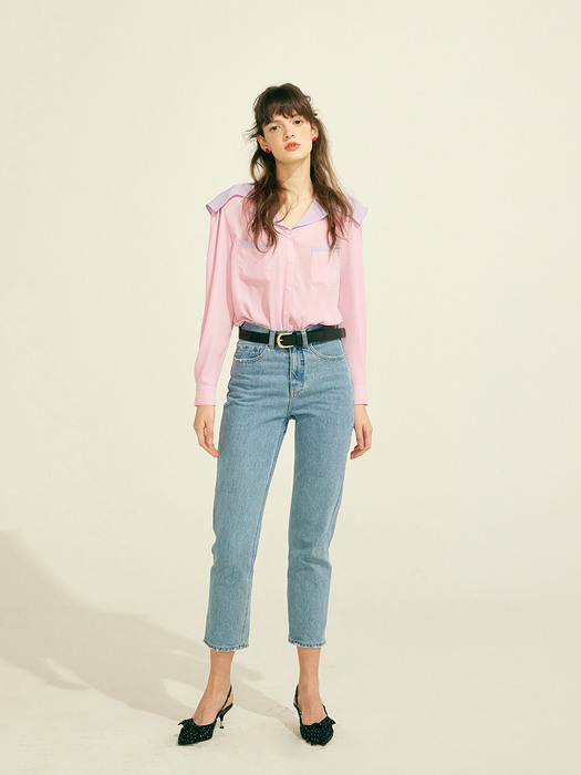 WIDE COLLAR BLOUSE - PINK