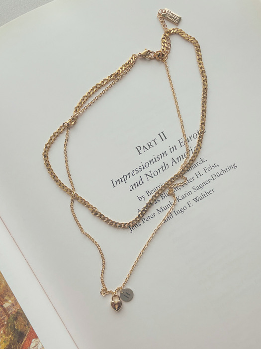 Vintage initial with layered chain necklace