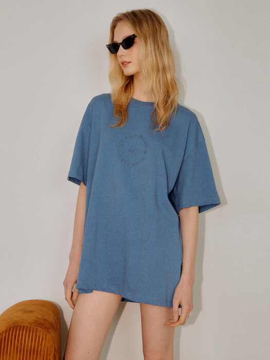 BLUE SELFCARE EMBROIDERY OVERSIZE TSHIRT