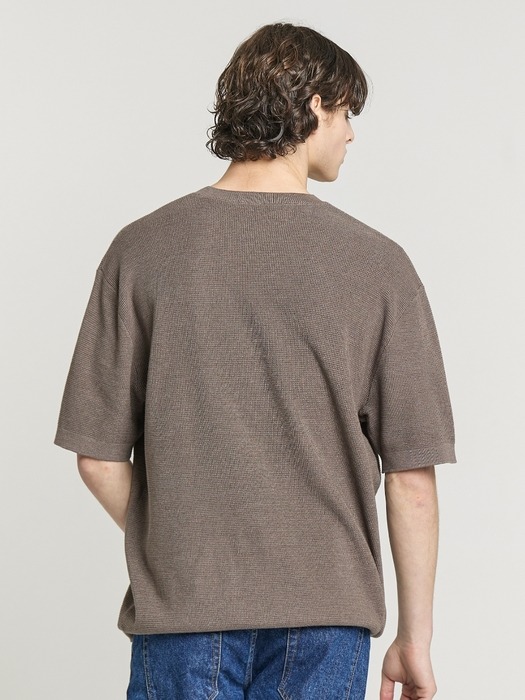 Shory Sleeve Waffle Knit - Brown