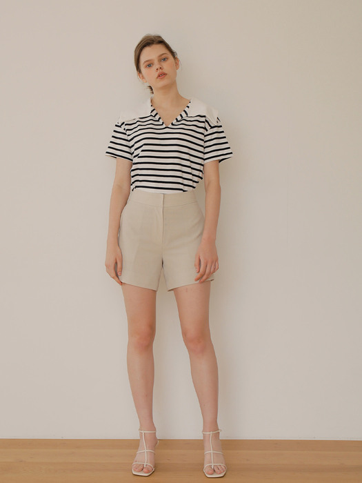 HIGH WAIST HALF PANTS/BEIGE