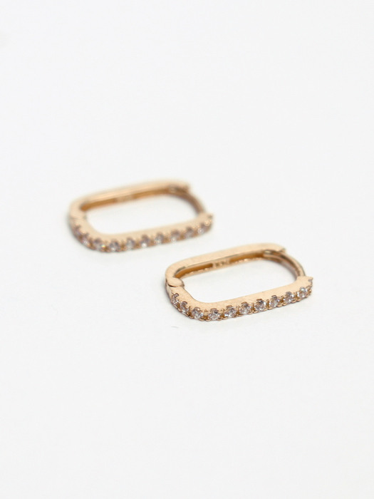 14K gold rectangle one-touch earring